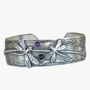 Antique Sterling Silver Bohemian/Navajo Dragonfly Cuff Bracelet